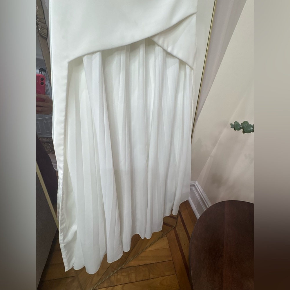 NWT Commense dress Elegant White Sleeveless Pleated Midi Dress - Picture 3 of 7